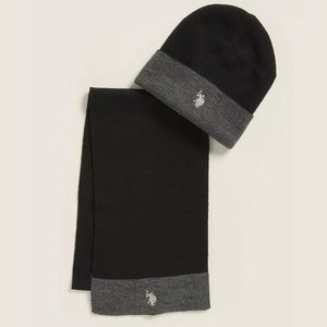 U.S. POLO ASSN. knit cut beanie and scarf